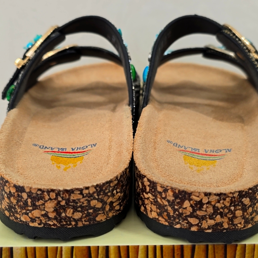 NWB Aloha Island Embellished Slide Sandals SZ 8 - Picture 8 of 10